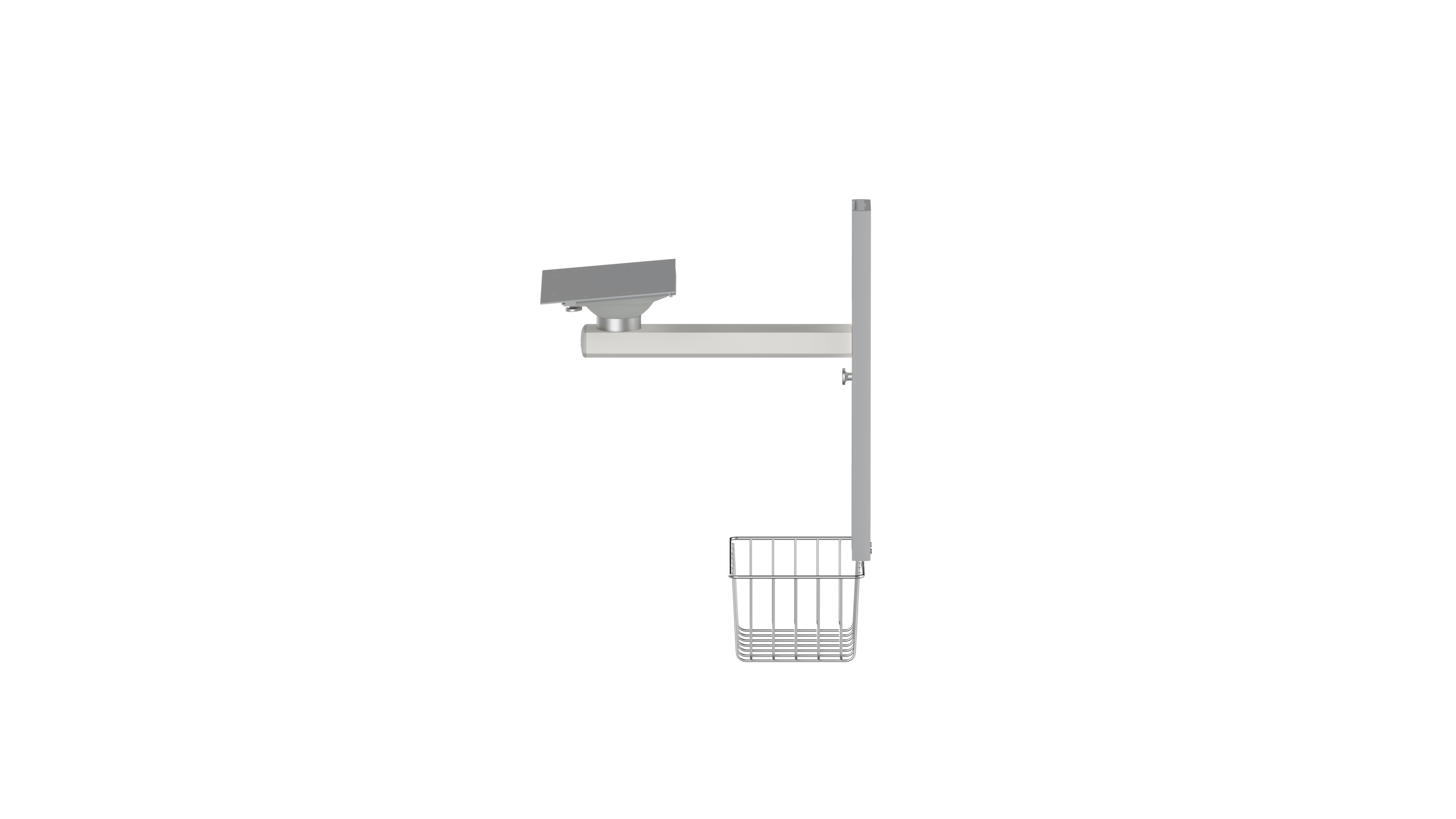 Fixed wall-mounted monitor holder with basket