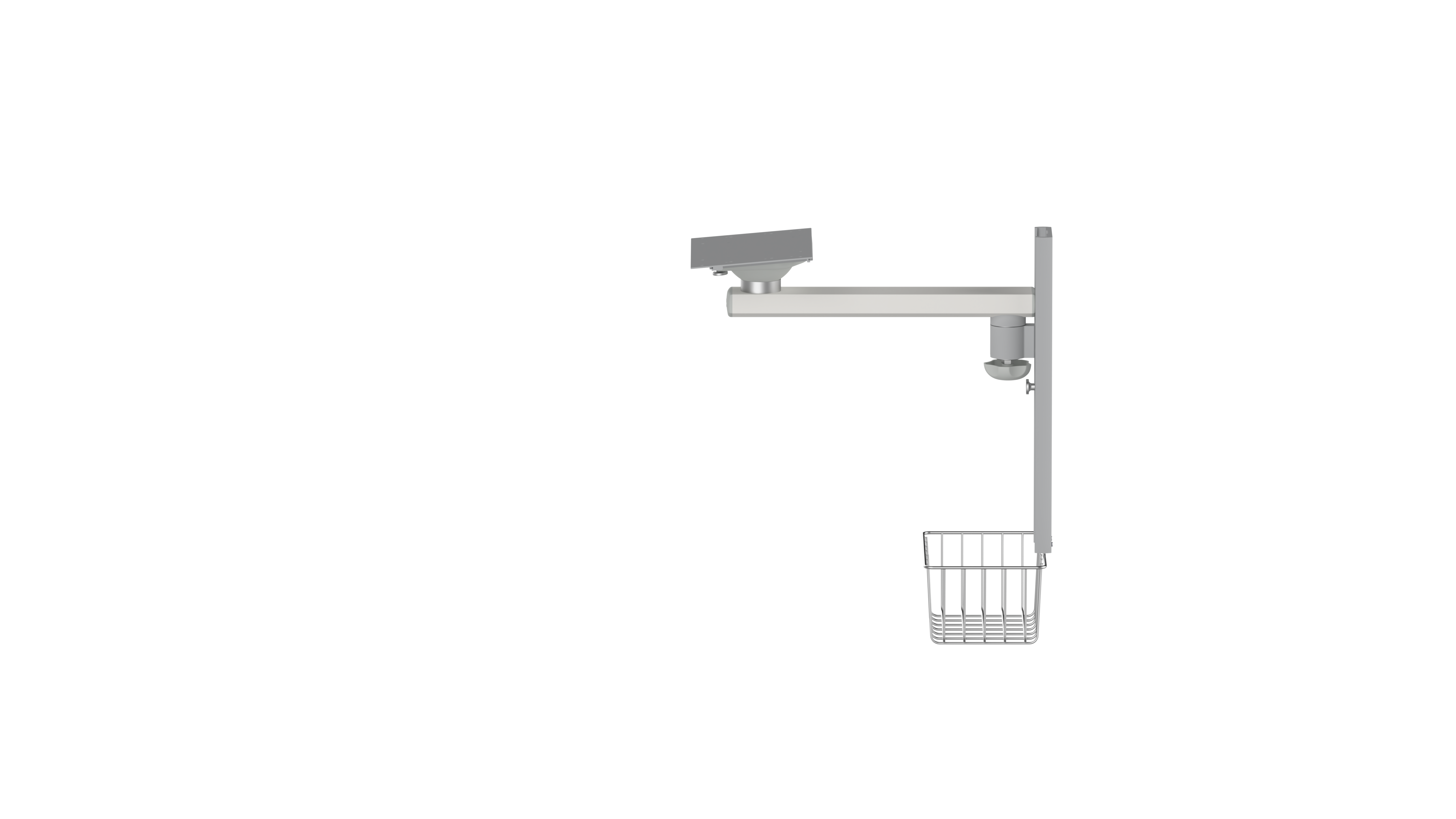 Swivel wall-mounted monitor holder with basket