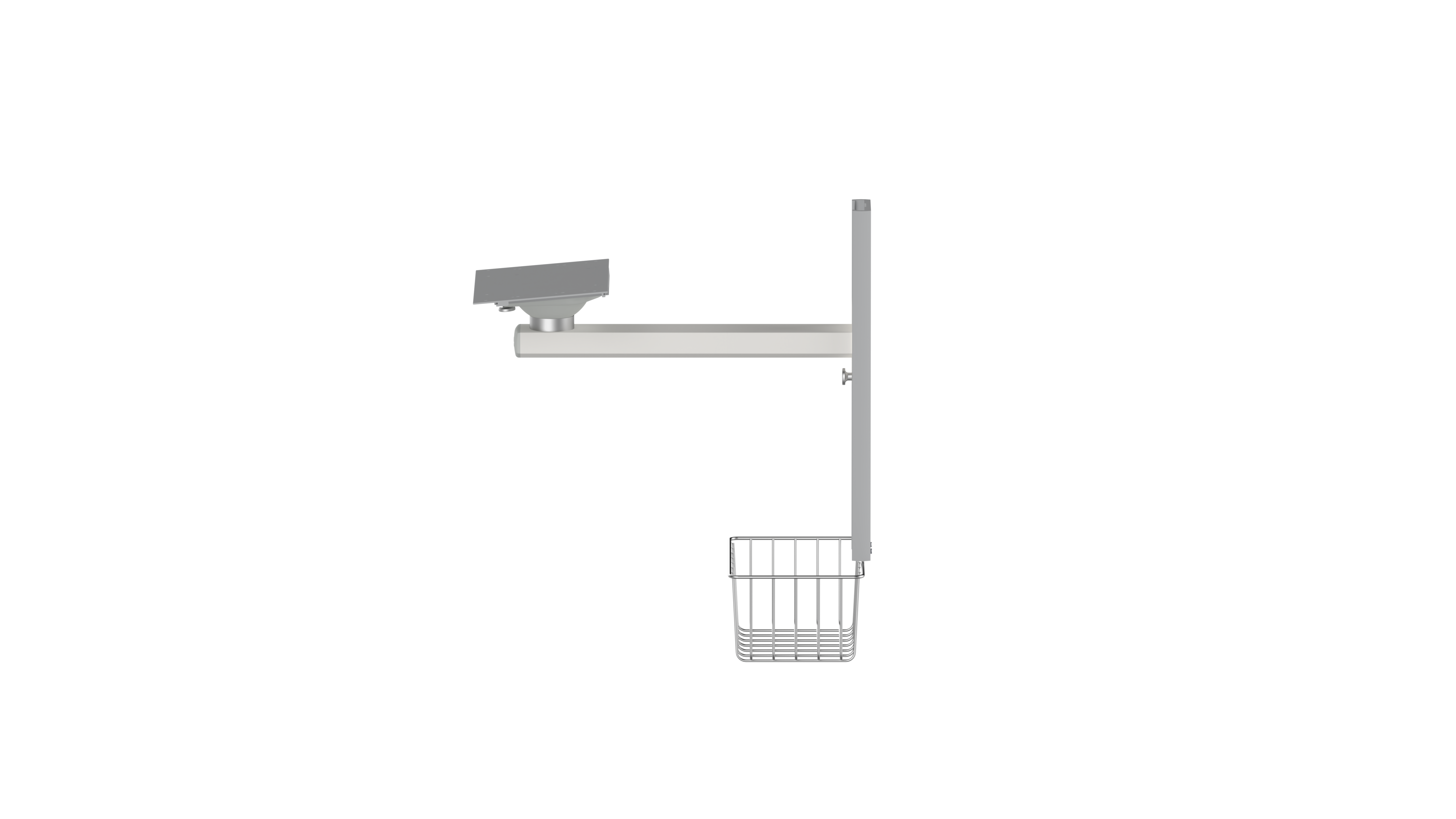 Fixed wall-mounted monitor holder with basket