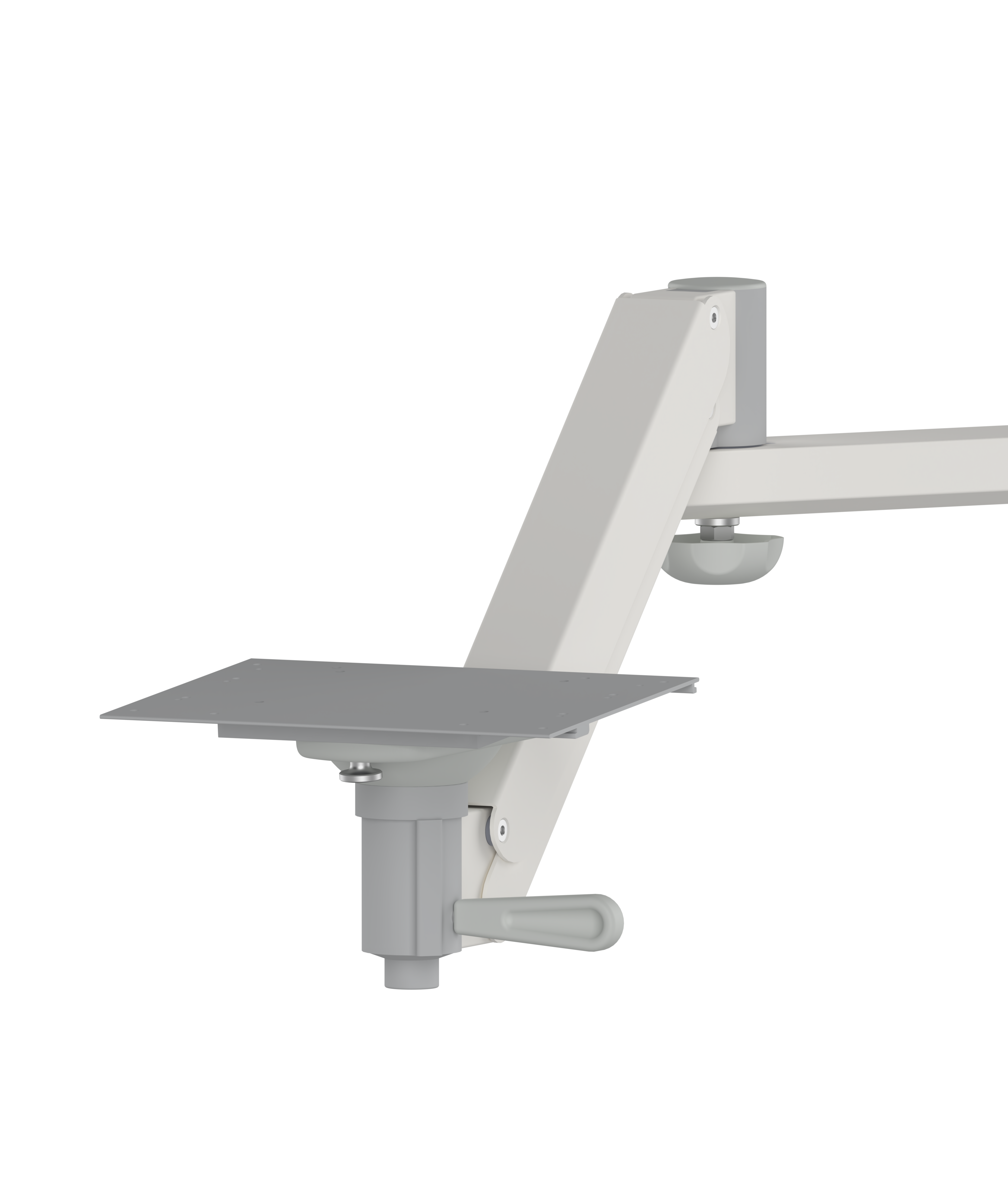 Fixed rail-mounted monitor holder with basket