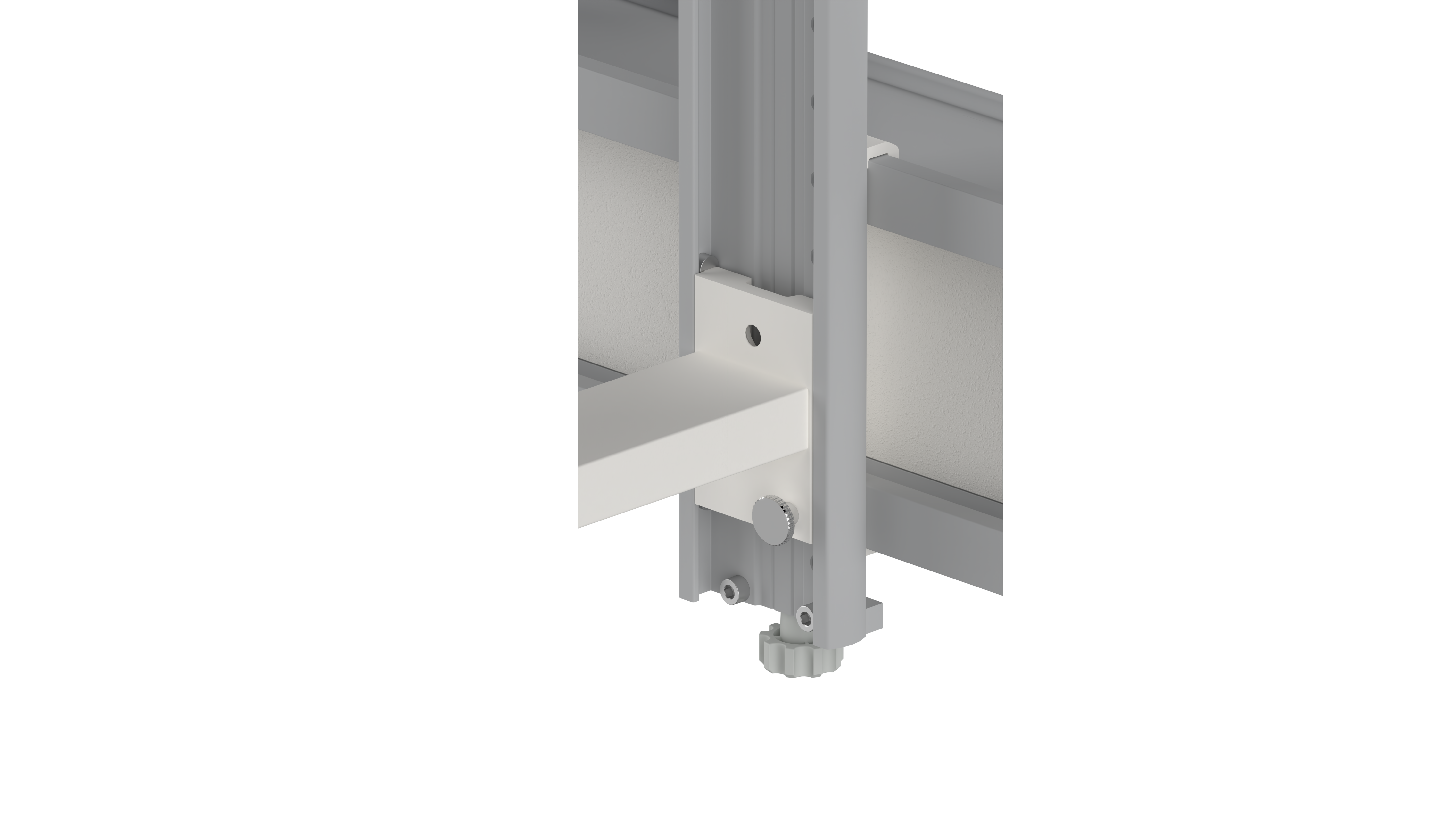 Fixed rail-mounted monitor holder with basket