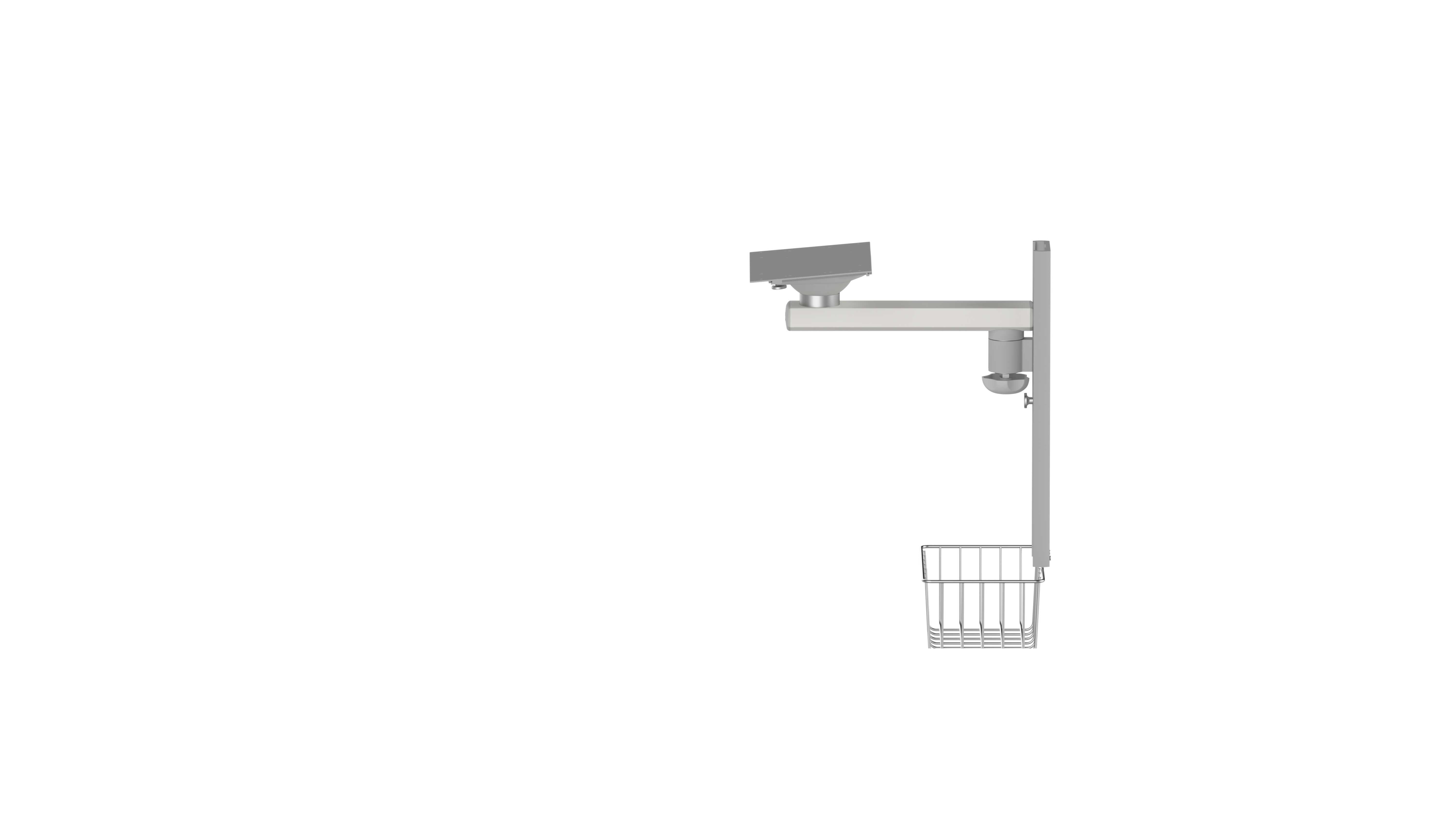 Swivel wall-mounted monitor holder with basket
